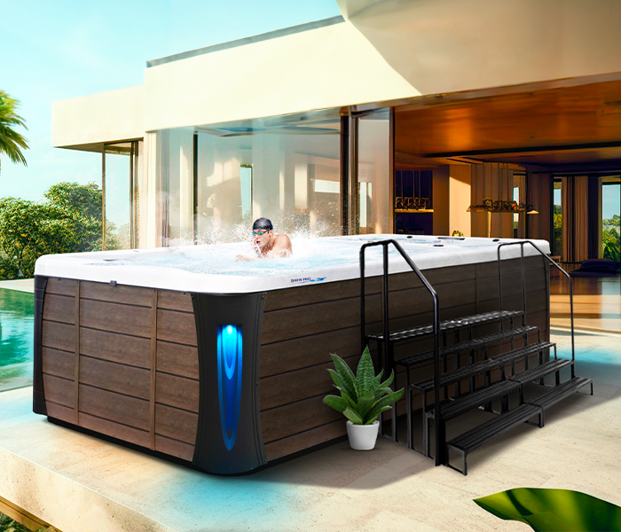 Calspas hot tub being used in a family setting - Bordeaux